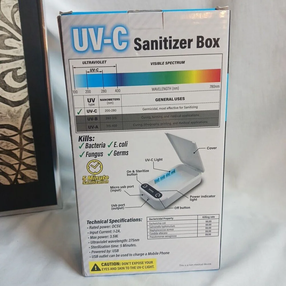 UV Light Sanitizer Box UV C Sterilizer Cleaner